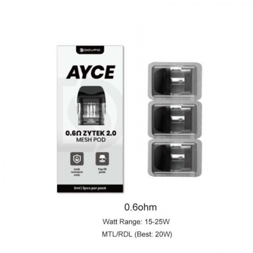 Dovpo AYCE ZYTEK 2.0 Mesh Pod Cartridge 3pcs for AYCE Series Dovpo AYCE ZYTEK 2.0 Mesh Pod Cartridge 3pcs for AYCE Series