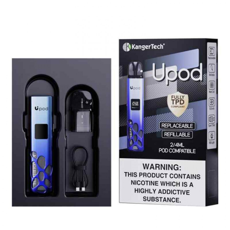 KangerTech UPod Pod System Kit 25W 850mAh Vape Device 4ml Pod KangerTech UPod Pod System Kit 25W 850mAh Vape Device 4ml Pod