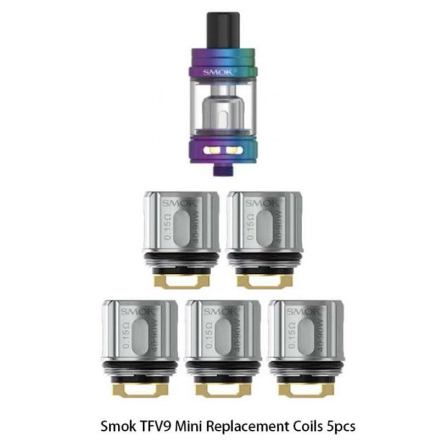 SMOK TFV9 Mini Replacement Coils 0.15ohm Mesh NiCr Coils 5PCS SMOK TFV9 Mini Replacement Coils 0.15ohm Mesh NiCr Coils 5PCS