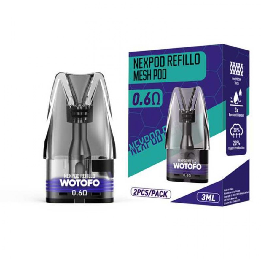 Wotofo nexPOD Refillo Pod Cartridge 3ml Replacement Pod 2pcs Pack Wotofo nexPOD Refillo Pod Cartridge 3ml Replacement Pod 2pcs Pack